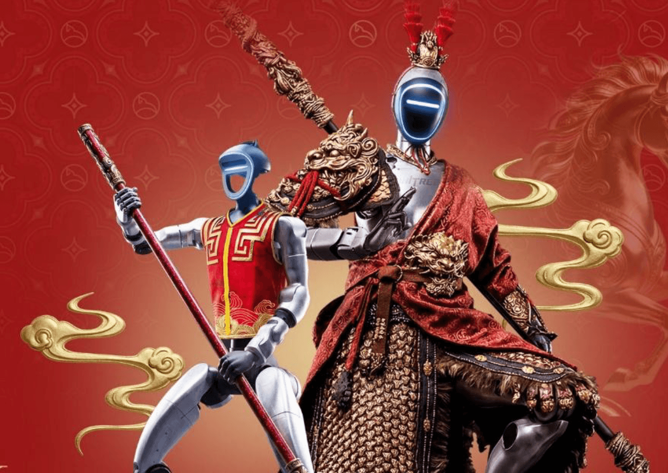 Unitree humanoid robots in traditional Chinese warrior attire